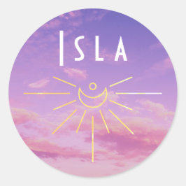 Isla Namn Anpassningsbar Stickers Round Sol Boho H Runt Klistermärke