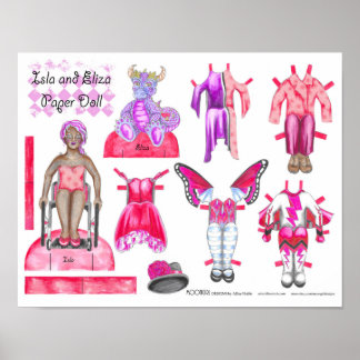 Isla och Eliza Papper Doll Set - Play eller Visnin Poster