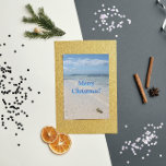 Isla Saona Karibien Beach God jul! Helgkort<br><div class="desc">Scenariot av en havskarta (inte synlig på alla snäckor) på en västkaribiska sandstrand på ön Isla Saona,  en del av Dominikanska republiken med en liten båt i bakgrunden. God Jul!</div>