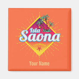Isla Saona Karibien Dominikanska republiken Retro Magnet