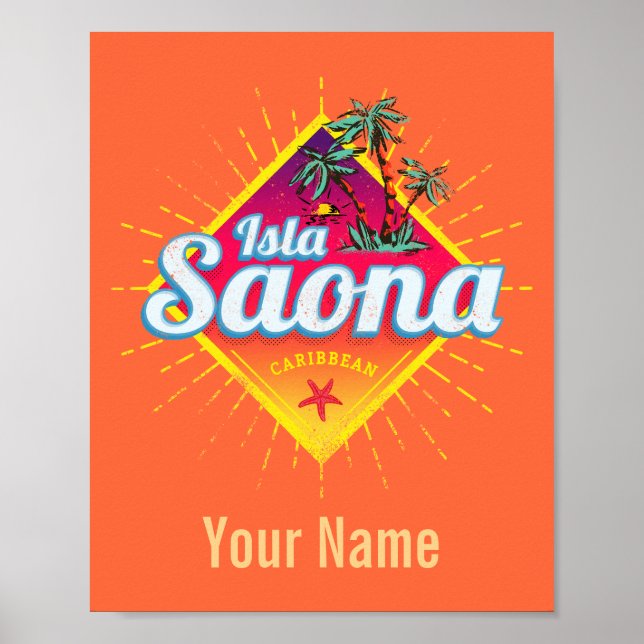 Isla Saona Karibien Dominikanska republiken Retro Poster (Framsidan)
