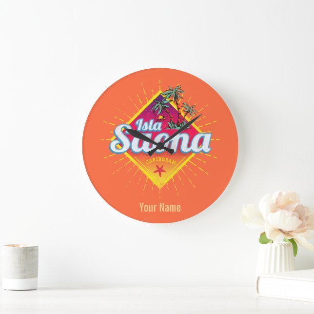 Isla Saona Karibien Dominikanska republiken Retro Stor Klocka (Hem)
