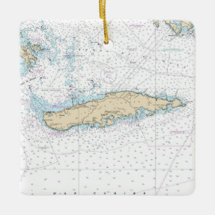 Isla Vieques Chart Julgransprydnad Keramik