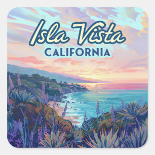 Isla Vista California Santa Barbara Goleta College Fyrkantigt Klistermärke