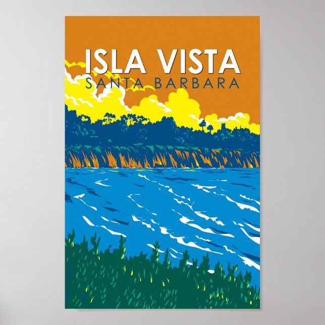 Isla Vista California Travel Art Vintage Poster (Framsidan)