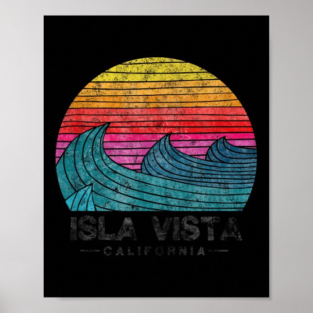 Isla Vista Surfing Vågar Beach Retro California Su Poster (Framsidan)