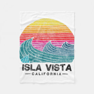 Isla Vista Surfing Waves Beach Retro California Su Fleecefilt