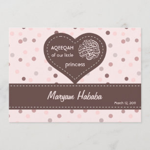 Islam Aqiqah Baby meddelande polka dots flicka Inbjudningar