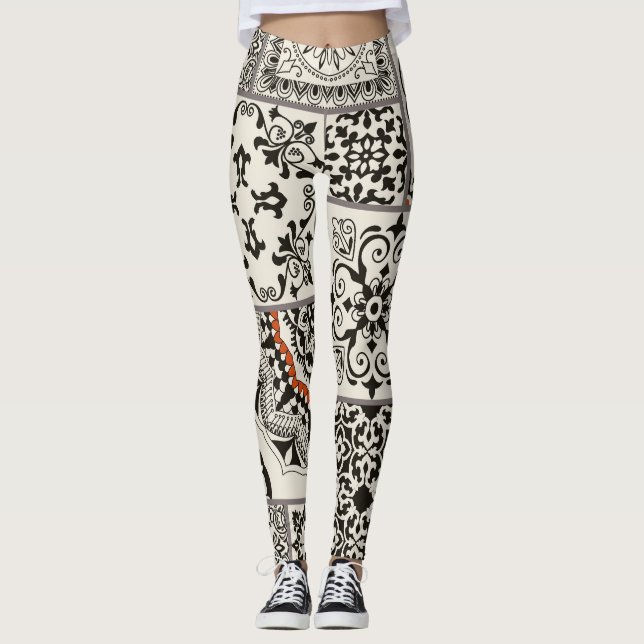 Islam Arabiska Majolica Tiles Patchwork Leggings (Framsida)