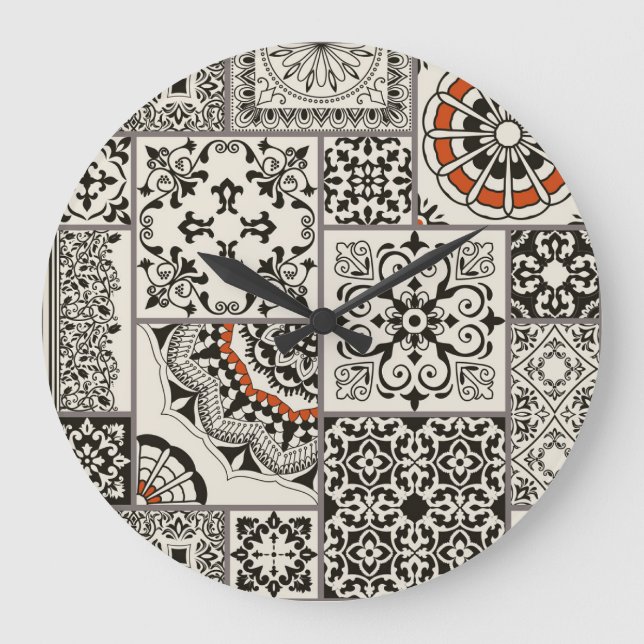 Islam Arabiska Majolica Tiles Patchwork Stor Klocka (Framsida)