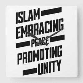 Islam Embracing Peace Promoting Unity Fyrkantig Klocka