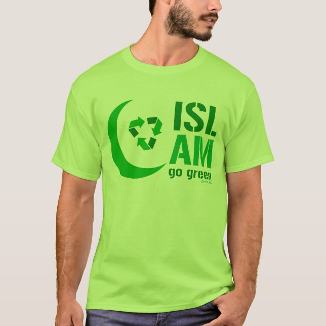 Islam - går grönt tee shirt (Framsida)