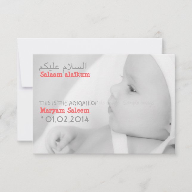 Islam Islamic Aqiqah Aqeqah baby fotoinbjudan Inbjudningar (Framsida)