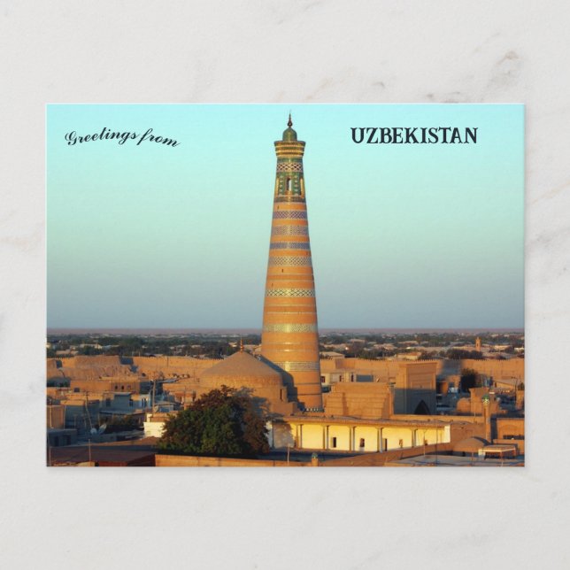 Islam Khoja Minaret i Khiva Uzbekistan Vykort (Framsida)