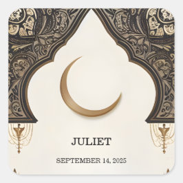 Islam Nikah Arabisk Walima Muslim Brudskylning Fyrkantigt Klistermärke