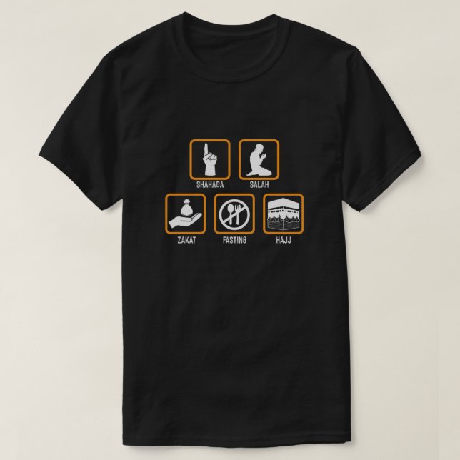 Islam Shahada Salah Hajj Mecca Allah Muslim Gift T Shirt (Design framsida)