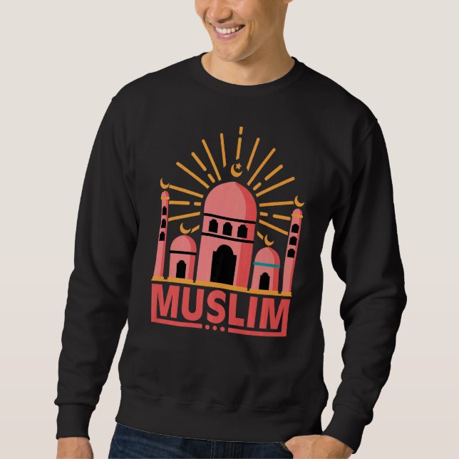 Islam Symbol Coola Islamic Retro Muslim Lång Ärmad Tröja (Framsida)