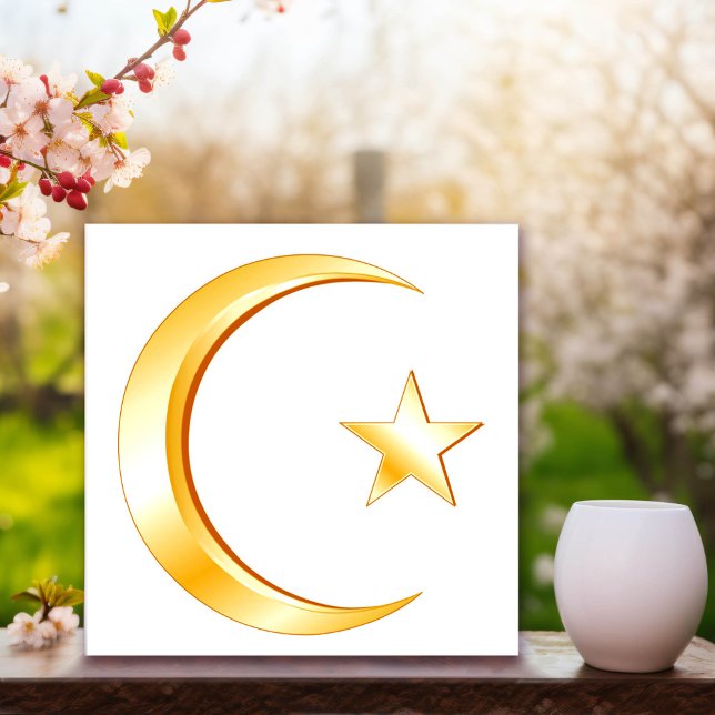 Islam Symbol Fototryck (Islam Symbol Photo Print.
Crescent moon and star, symbol of Islam. )