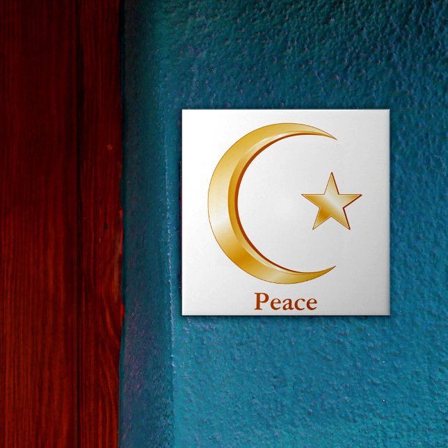 Islam Symbol Kakelplatta (Crescent moon and star, symbol of Islam. Customize with your text. )