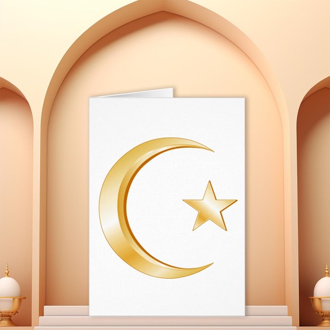 Islam Symbol-mappat gratulationskort OBS Kort (Gold crescent and star of Islam. )