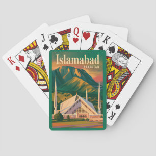 Islamabad Pakistan Faisal-moskén Illustration Casinokort