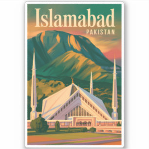 Islamabad Pakistan Faisal-moskén Illustration Klistermärken