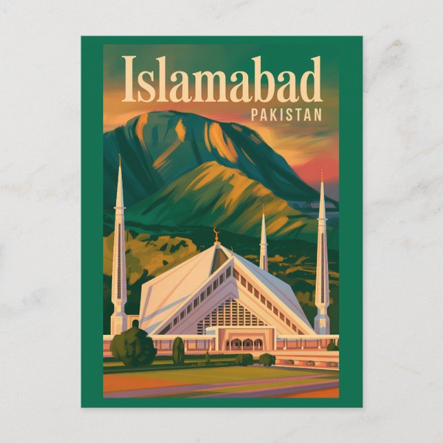 Islamabad Pakistan Faisal-moskén Illustration Vykort (Framsida)
