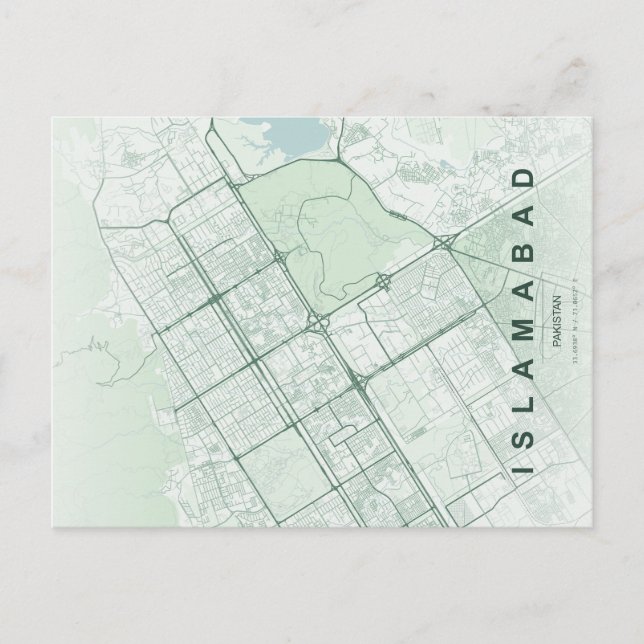 Islamabad Pakistan Karta Minimal vykort (Framsida)