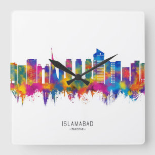Islamabad Pakistan Skyline Fyrkantig Klocka