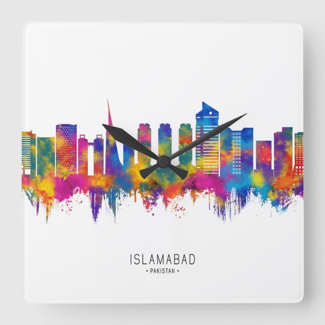 Islamabad Pakistan Skyline Fyrkantig Klocka (Framsida)