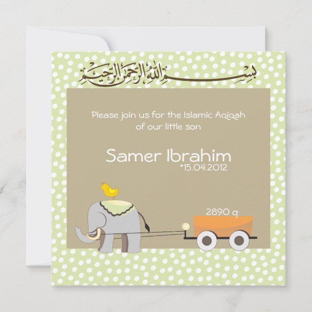Islamic Aqiqah baby bjudande muslim Inbjudningar (Framsida)