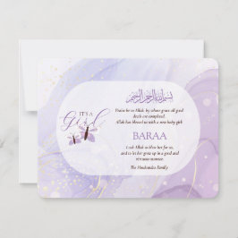 Islamic Baby Girl Birth Announcement Card Aqeeqah  Meddelande