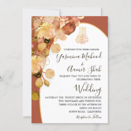 Islamic Bismillah Elegant Burnt Orange Bröllop Inbjudningar