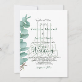 Islamic Bismillah Eucalyptus Elegant bröllop Inbjudningar