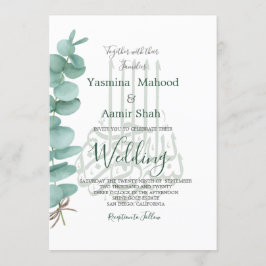 Islamic Bismillah Eucalyptus Elegant bröllop Inbjudningar