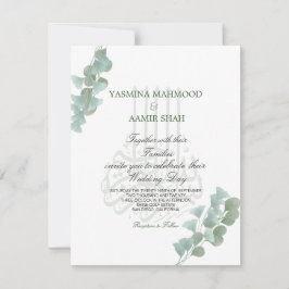 Islamic Bismillah Eucalyptus Elegant bröllop Inbjudningar