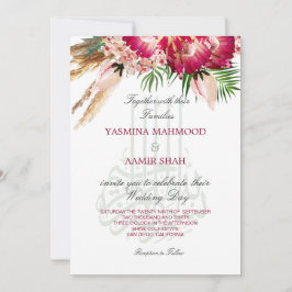 Islamic Bismillah Pampas Protea Blommigt Bröllop Inbjudningar