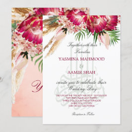 Islamic Bismillah Pampas Protea Blommigt Bröllop Inbjudningar