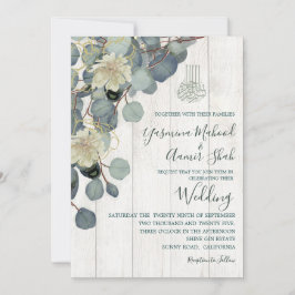 Islamic Bismillah Rustic Wood Blommigt Bröllop Inbjudningar