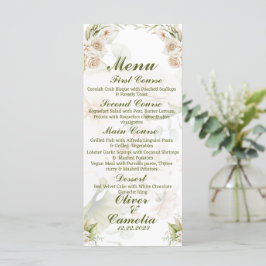 Islamic Blommigt Grönt & Beige Bröllop Menu