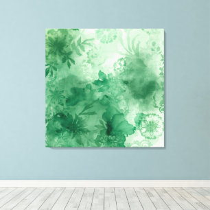 Islamic Botanical Art - Grönt Watercolor Arabesque Canvastryck