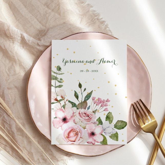 Islamic Bröllop Bismillah Elegant Blommigt Foliage Inbjudningar (Skapare uppladdad)