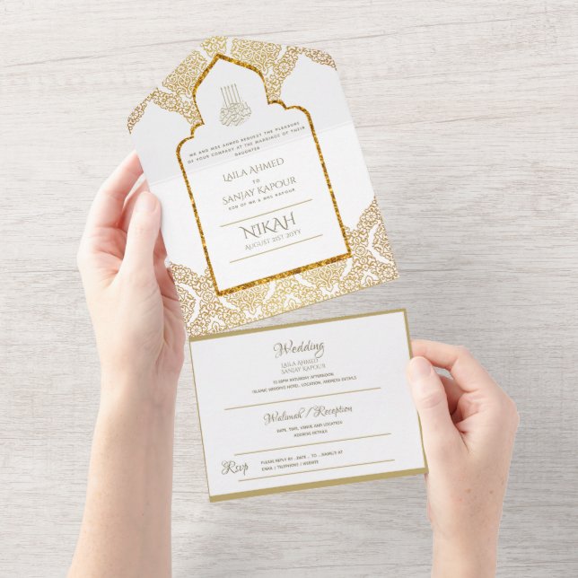 Islamic BRÖLLOP NIKAH WALLIMAH Guld Ornate (Tearaway)