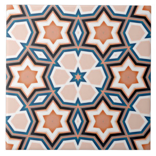 Islamic Ceramic Tile Design Mönster Salmon Kakelplatta