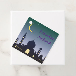 Islamic Crescent Ramadan Kareem Typography Gåvor Etiketter