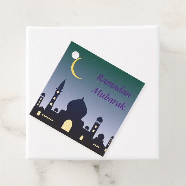 Islamic Crescent Ramadan Kareem Typography Gåvor Etiketter (På plats)