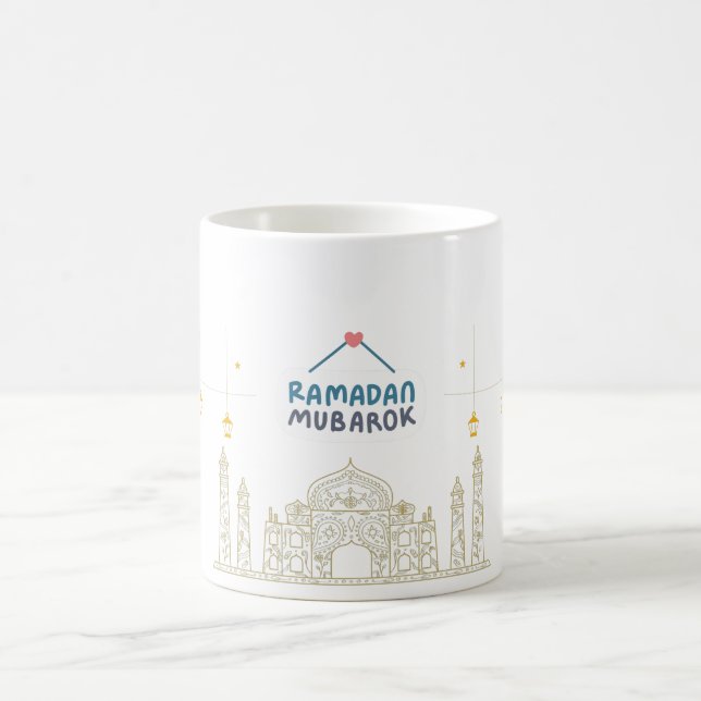 Islamic Crescent Ramadan Kareem Typography Kaffemugg (Center)