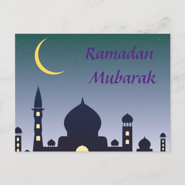 Islamic Crescent Ramadan Kareem Typography Vykort (Framsida)
