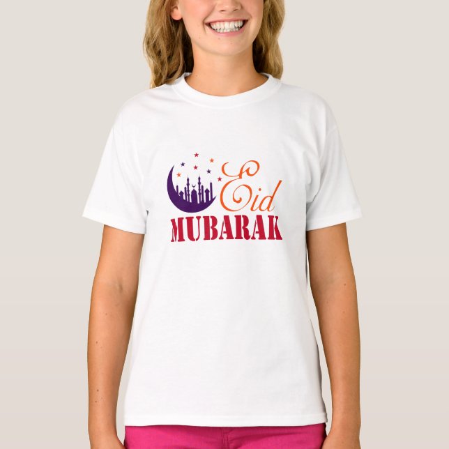 Islamic Eid Hälsning - Modern Chic Eid Mubarak T Shirt (Framsida)
