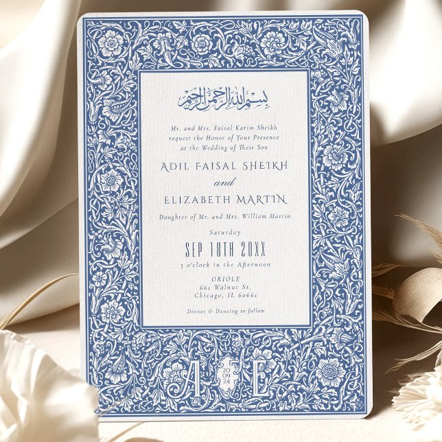 Islamic Elegance William Morris Inspired Bröllop Inbjudningar (Skapare uppladdad)